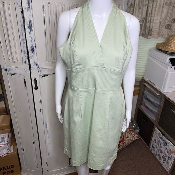 Vintage Y2K B Moss Mint Green Surplice Neckline Sleeveless Dress Size 14 - Picture 5 of 15